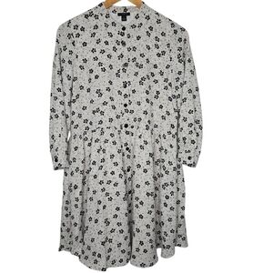 Ann Taylor Womens Green Black Clover Floral Print Shirt Dress Size Small P